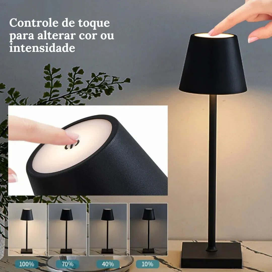 Luminária de Mesa Sem Fio Dimerizável